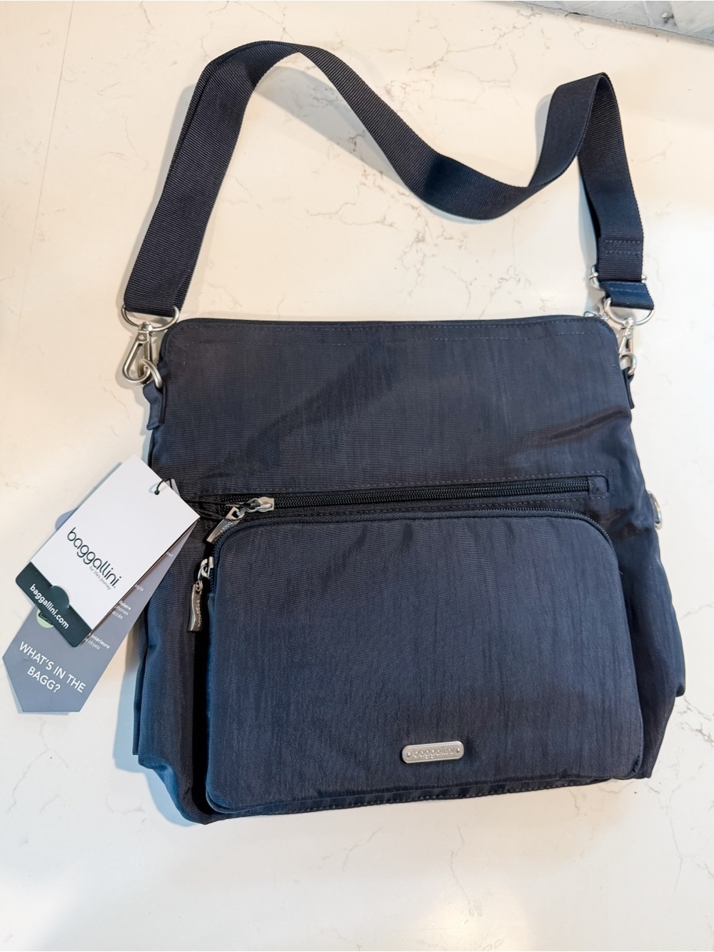 NWT Baggallini Black Foldover Lightweight Crossbody Bag